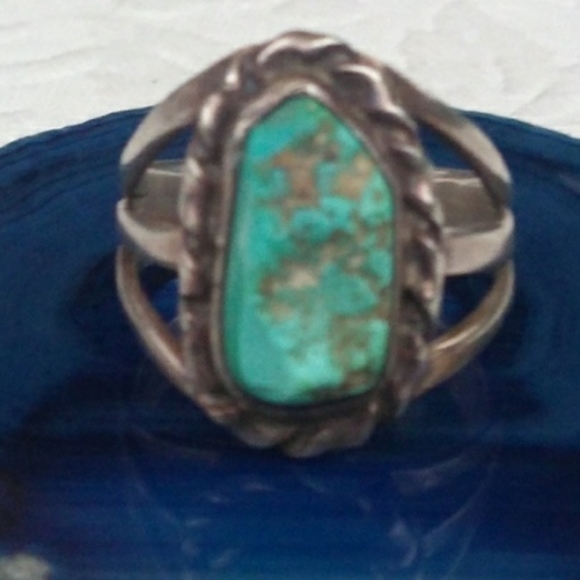Native American Sterl.Silver Raw Turquoise Ring VINTAGE - Picture 8 of 16
